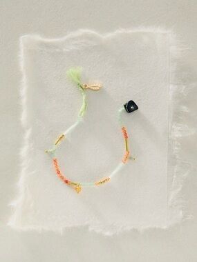 Free People muse semi - precious Green and Pink Beaded Tassel Bracelet